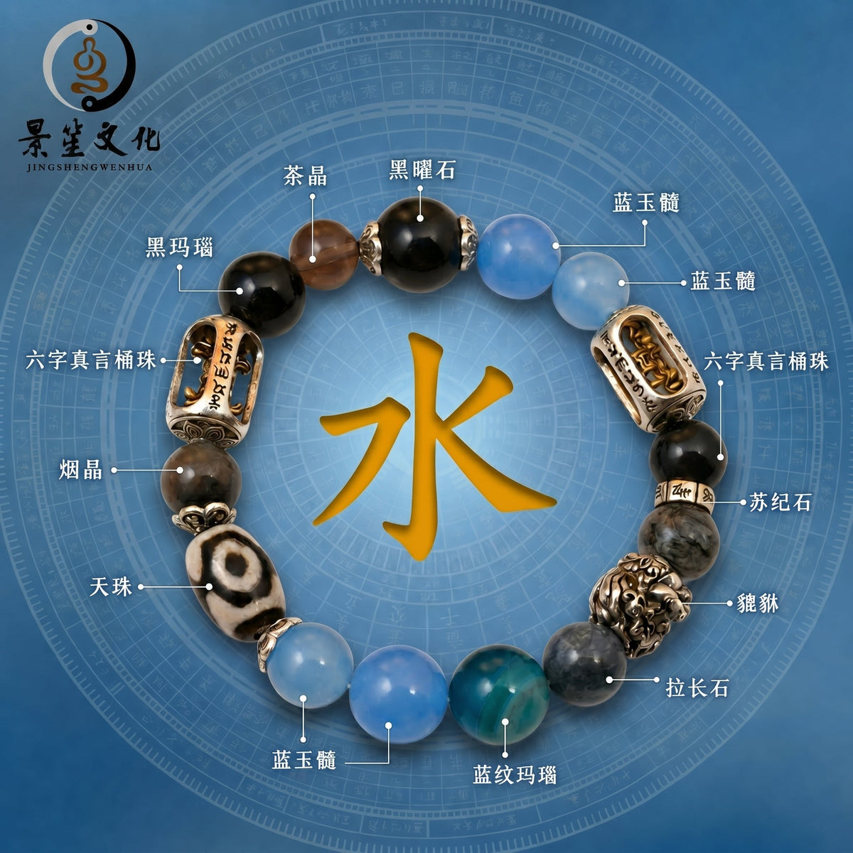 五行互补-五路财神 天然多宝水晶手串